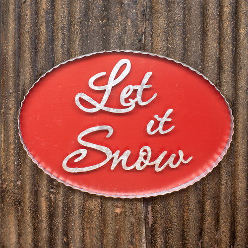 16.75" Red and White Let It Snow Metal Sign - Large