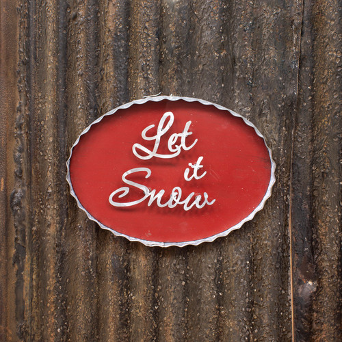 8" Red and White Let It Snow Metal Sign - Small