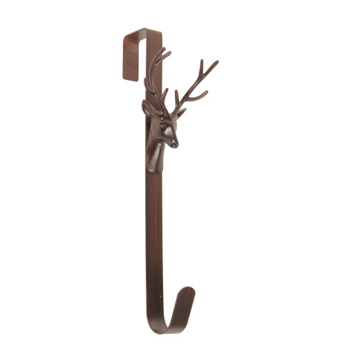 15.25" Brown Rustic Deer Over the Door Christmas Wreath Hanger