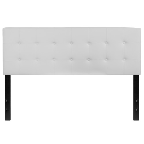 61.5" Pure White and Black Contemporary Button Tufted Headboard - Queen Size