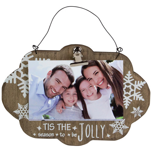 9.5" White and Brown "Season to be Jolly" Hanging Christmas Picture Sign
