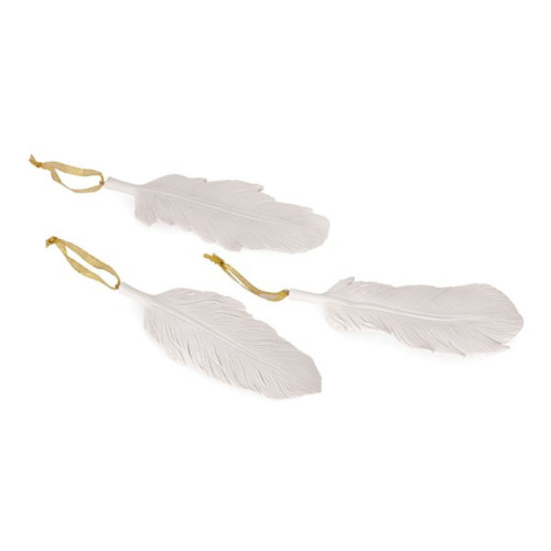 Set of 3 White Feather Ornaments 8”