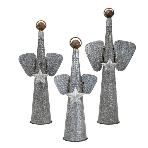 Set of 3 Gray Christmas Angel Tabletop Decors 18.25" - 33408454