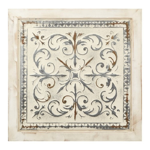 28.5” White Petros Vintage Style Iron Wall Art Decoration