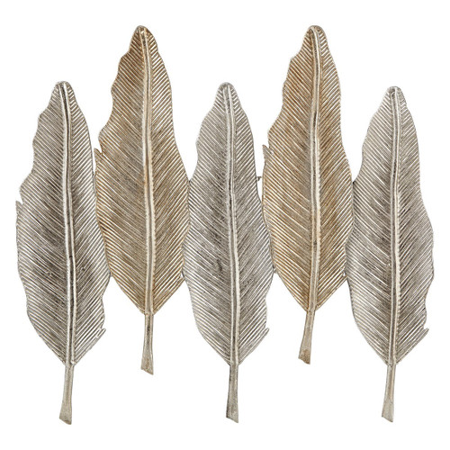 24.5" Brown and Silver Colored Leaves Wall Decor