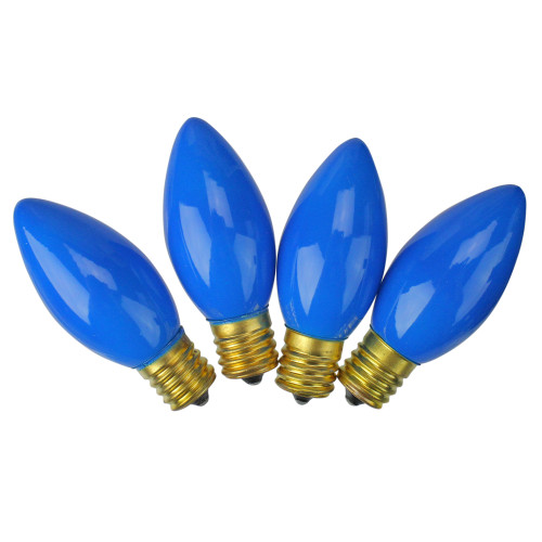 Set of 4 Opaque Blue C9 Christmas Candelabra Replacement Bulbs