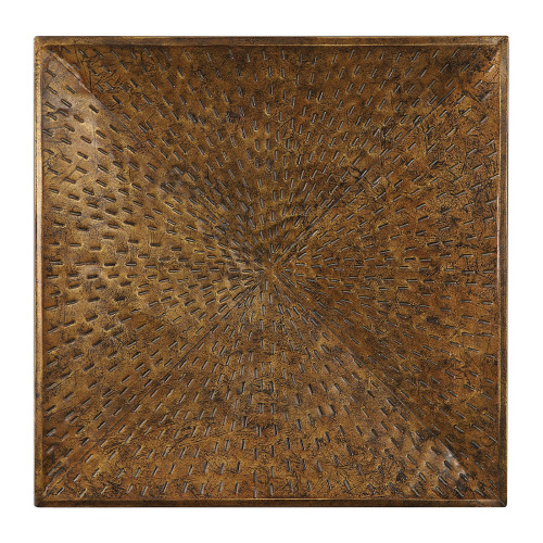 31” Square Textured Bronze Metal Hanging Wall Art