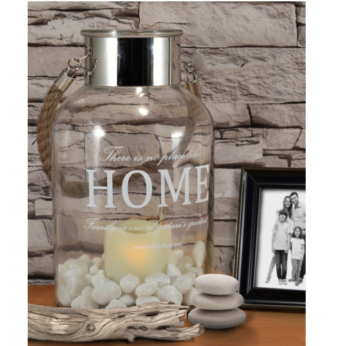 12" Clear Expressions Glass Canister with LED Lantern - 33480212