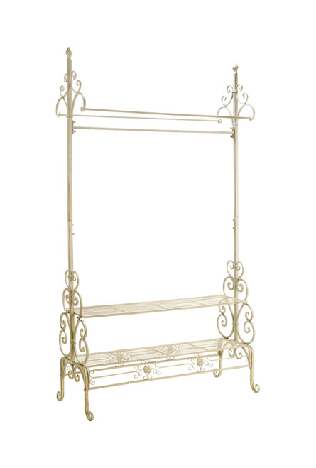 71.5" Cream White Garment and Coat Rack with Two Shelves