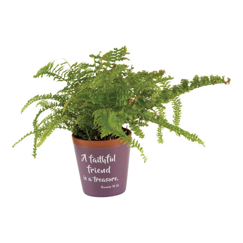 A Faithful Friend Proverbs 18:24 Terra Cotta Flower Pot 4" x 3"