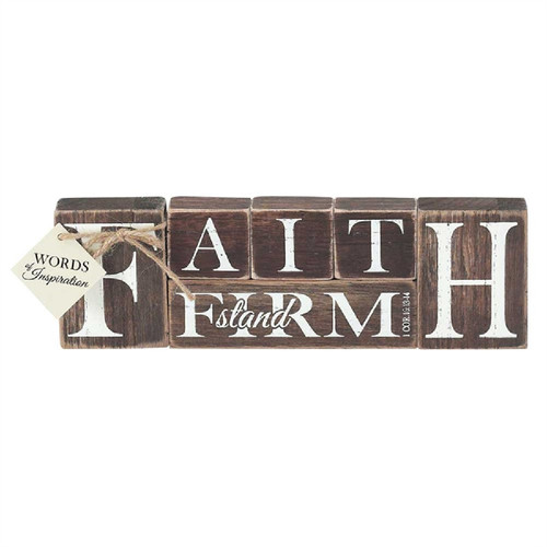 9.75”  Brown Rustic ‘Faith 1 Cor 16:13-14” Religious 6-Piece Tabletop Blocks