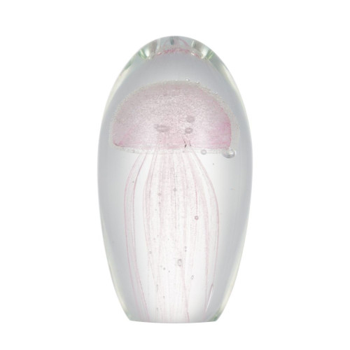 5.75" White and Pink Jellyfish Glass Egg Accent