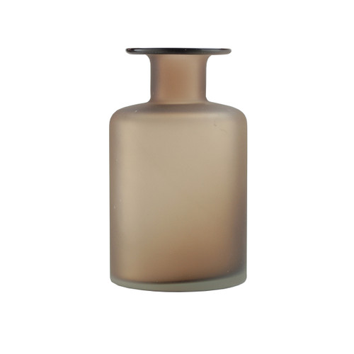 9.75" Brown Sandblasted Finish Glass Hand Blown Vase