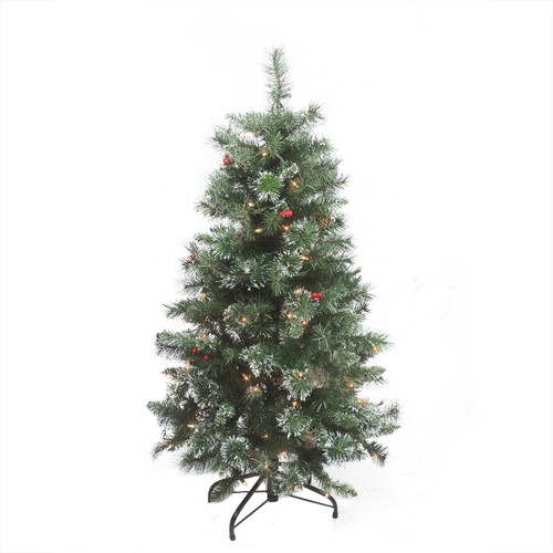 4' Pre-Lit Medium Frosted Mixed Pine Artificial Christmas Tree - Clear Lights