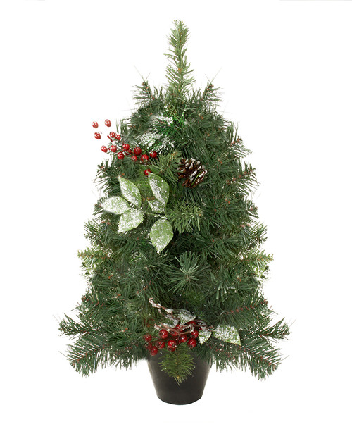 2' Green Potted Pre-Decorated Pine Cone and Berry Medium Artificial Christmas Tree - Unlit