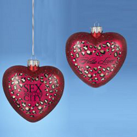 4.25" Pink and Black Hand Crafted Glass Heart Christmas Ornament