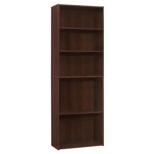 71.25" Cherry Red Contemporary 5 Shelves Rectangular Bookcase