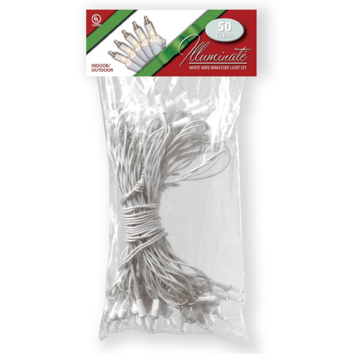 50 Clear Bulb Outdoor Illuminate Light Set - White Wire