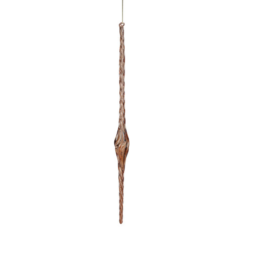 18" Modern Lodge Brown Spiral Glass Icicle Christmas Ornament