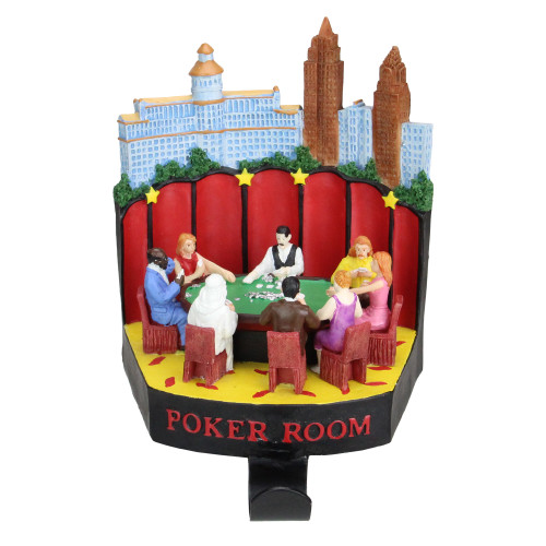 7.25" Red and Blue Casino Gambling Poker Room Christmas Stocking Holder