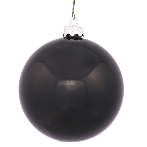 Vickerman Shiny Jet Black Shatterproof Christmas Ball Ornament 4" (100mm) - N591517DSV