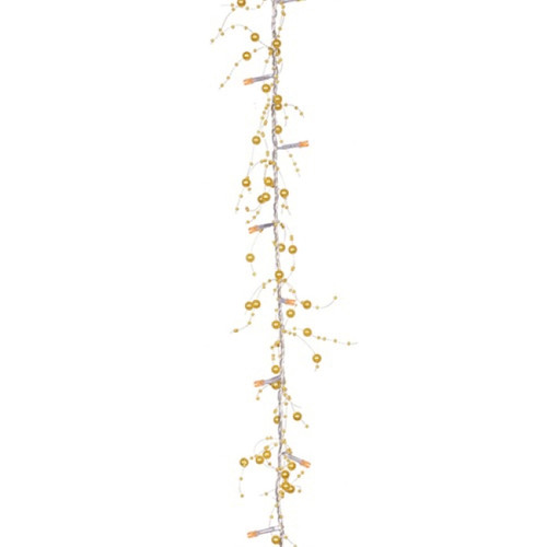 78" Pre-Lit LED Gold Beaded Artificial Christmas Garland
