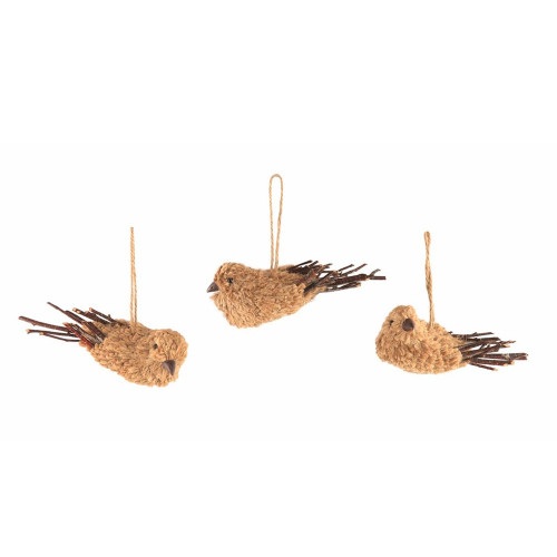 Pack of 3 Brown Woodland Forest Bird Christmas Ornaments 5.5"