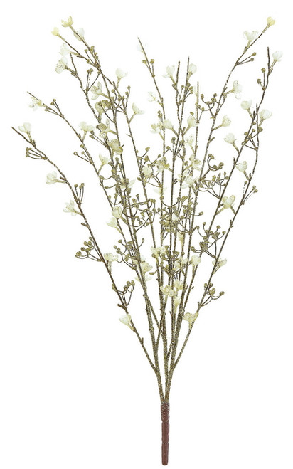 32" Brown and Gold Glittered Blossom Bush Artificial Christmas Spray