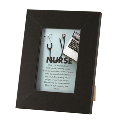 8.5" Black and Blue Nurse Prayer Rectangular Tabletop Photo Frame