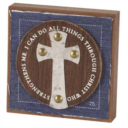 5" Brown and Blue Religious Themed Biblical Verse Printed Plaque