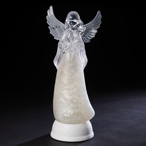 13” Pearl Swirl Angel with Star – Battery Operated