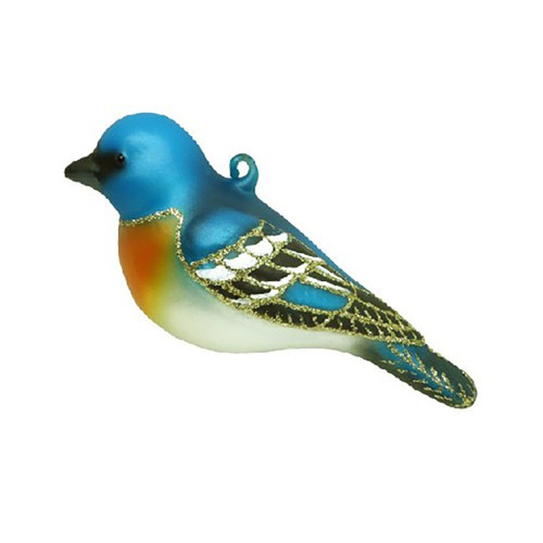 4.5" Blue and Green Lapis Lazuli Bunting Hanging Glass Ornament - 33479888