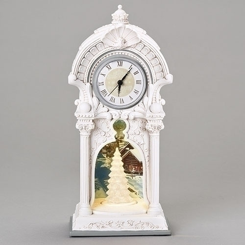 LED Clock with Acrylic Tree Rotation B/O 14”