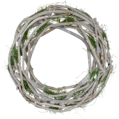 Twig and Moss White Artificial Spring Wreath - 14-Inch, Unlit