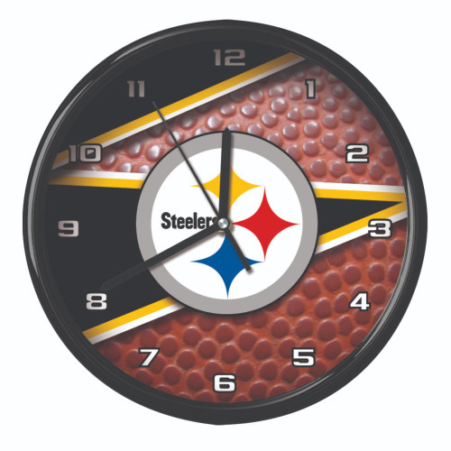 11.5" Black and White NFL Pittsburgh Steelers Wall Clock
