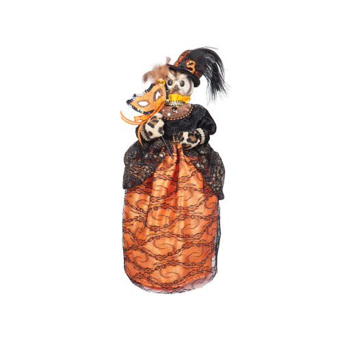 18" Countess Of Orange Halloween Owl Centerpiece in Victorian in Masquerade Dress - 33704369