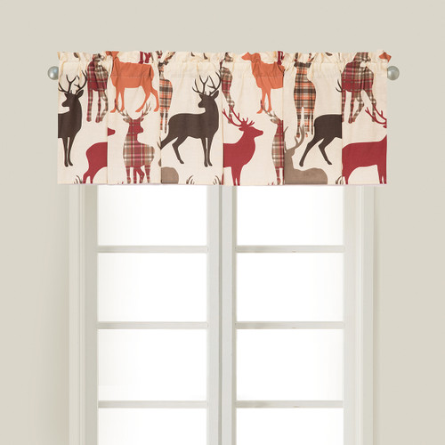 Set of 2 Rustic Woodland Deer Print Colton Valance Curtains in Autumn Hues with Rod Sleeve 72" - 33704352