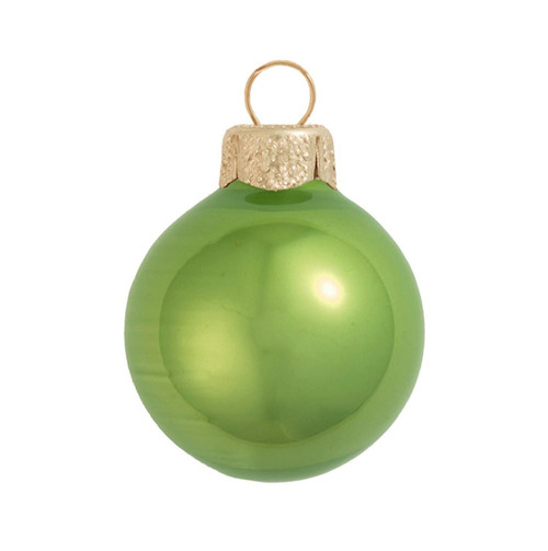 Pearl Finish Glass Christmas Ball Ornaments 3.25" (80mm) - Apple Green - 8ct