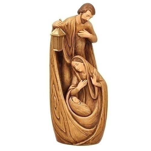 12” Wood Carved Holy Family Statue