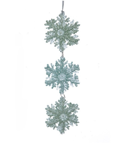 6" Mint Green Glitter Snowflake Pendant Christmas Ornament