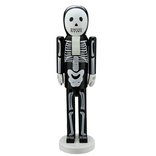 14" Black and White Skeleton Halloween Nutcracker