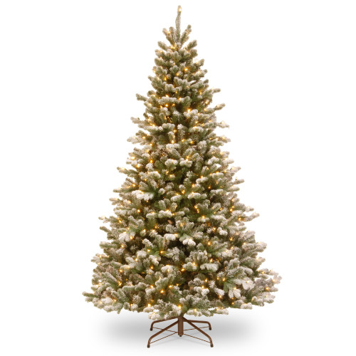 7.5’ Pre-Lit Snowy Sheffield Spruce Artificial Christmas Tree, Warm White LED Lights