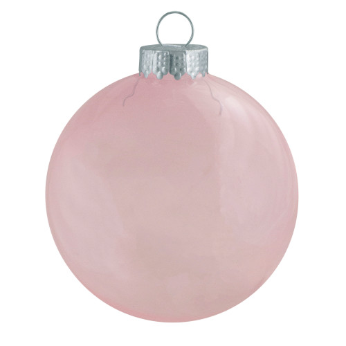 12ct Pink Clear Glass Christmas Ball Ornaments 2.75" (70mm)