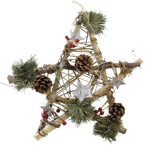 12" Brown and Green Christmas Star Rustic Twigs Ornament