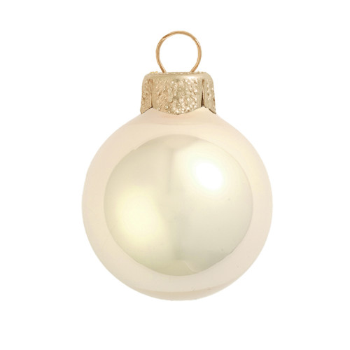 6ct Champagne Pearl Finish Glass Christmas Ball Ornaments 4" (100mm)