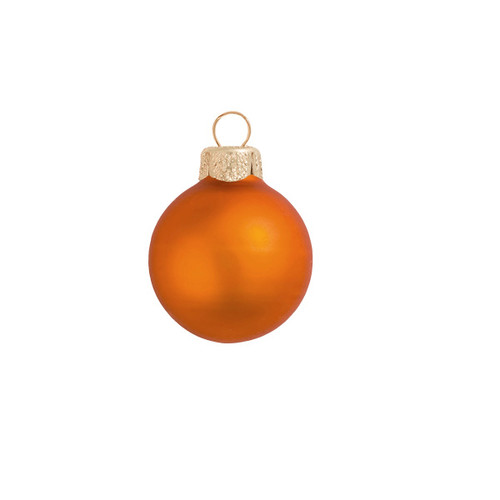 Matte Finish Glass Christmas Ball Ornaments - 2.75" (70mm) - Pumpkin Orange - 12ct