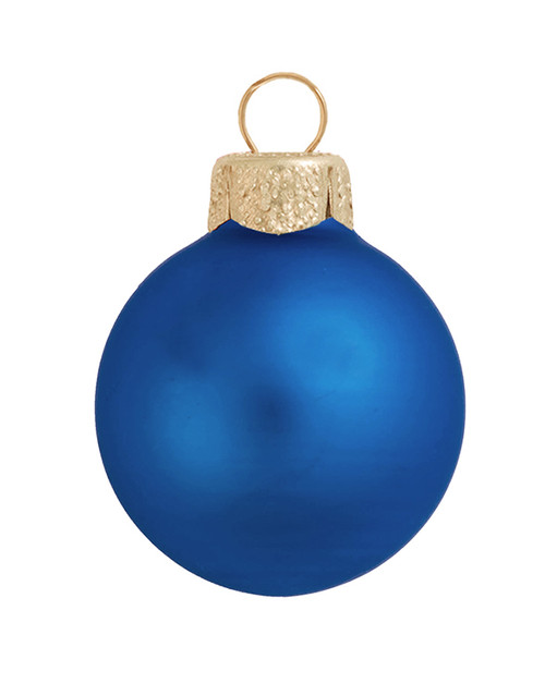 8ct Blue and Gold Matte Glass Christmas Ball Ornaments 3.25" (80mm)