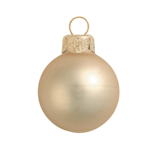 40ct Champagne Gold Matte Finish Glass Christmas Ball Ornaments 1.25" (30mm)