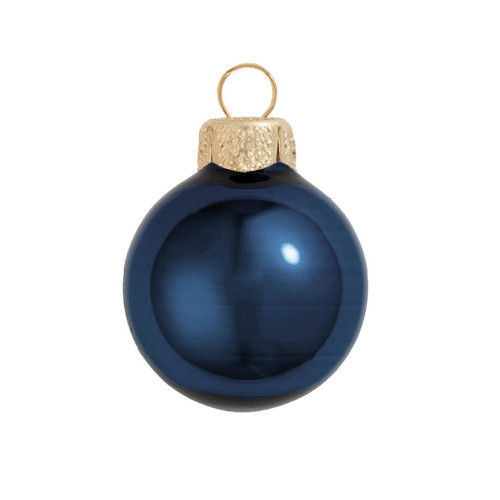 Pearl Finish Glass Christmas Ball Ornaments - 2" (50mm) - Midnight Blue - 28ct