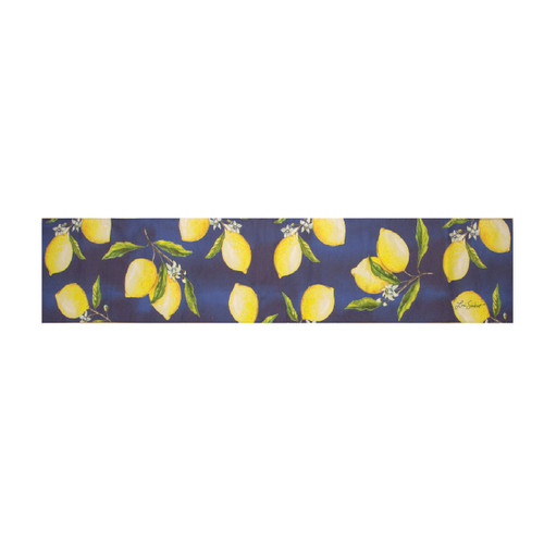 Blue and Yellow Lemon Collection Dye Cotton Table Runner 12" x 72"